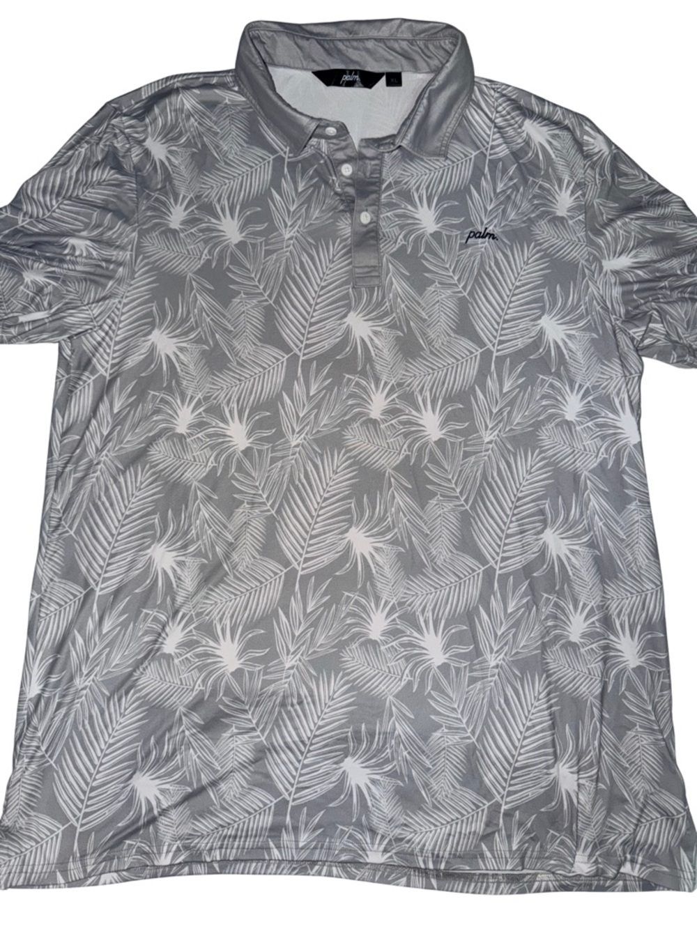 Palm Golf Sz XL Men's Grey Botanical Polo Shirt
